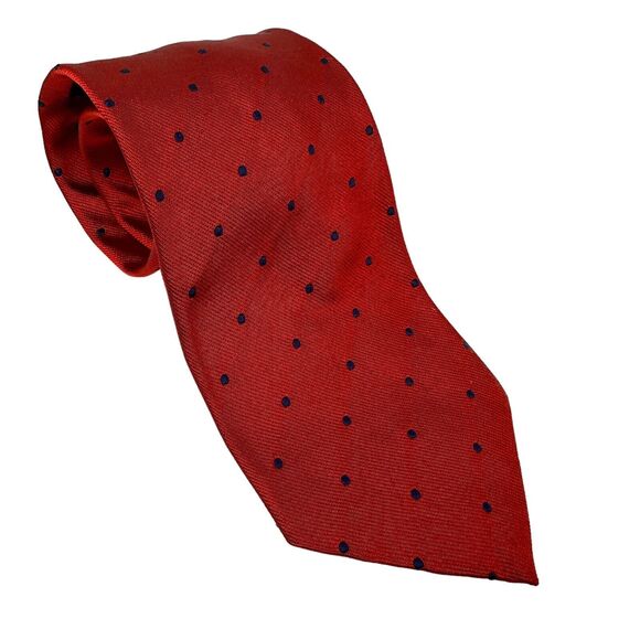 Vintage Brooks Brothers Tie Red/Blue Polka Dot Woven England Made USA Silk. 57” - Picture 1 of 16